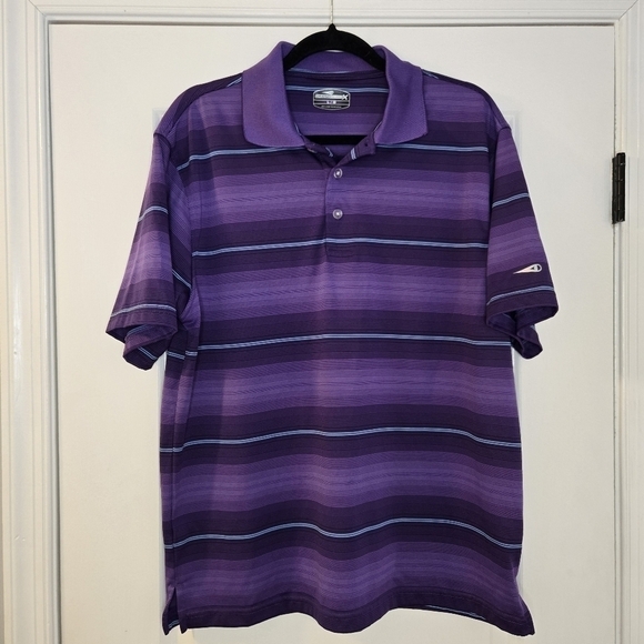 Grand Slam X Men's Purple Striped Polo Golf Shirt Short Sleeve Size Large - Picture 1 of 7